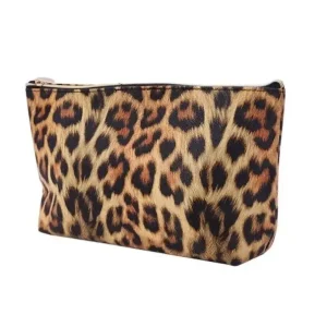Super nabídka | Dámská kosmetická taška s leopardím vzorem Zapínání na zip s kulatým přívěskem Černá podšívka Polyester 15 x 6,5 x 26 cm